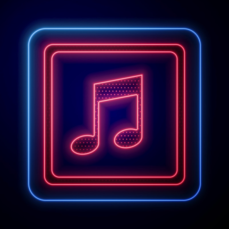 Music With Notes Logo (Vertical) Neon Sign - NeonSign.com